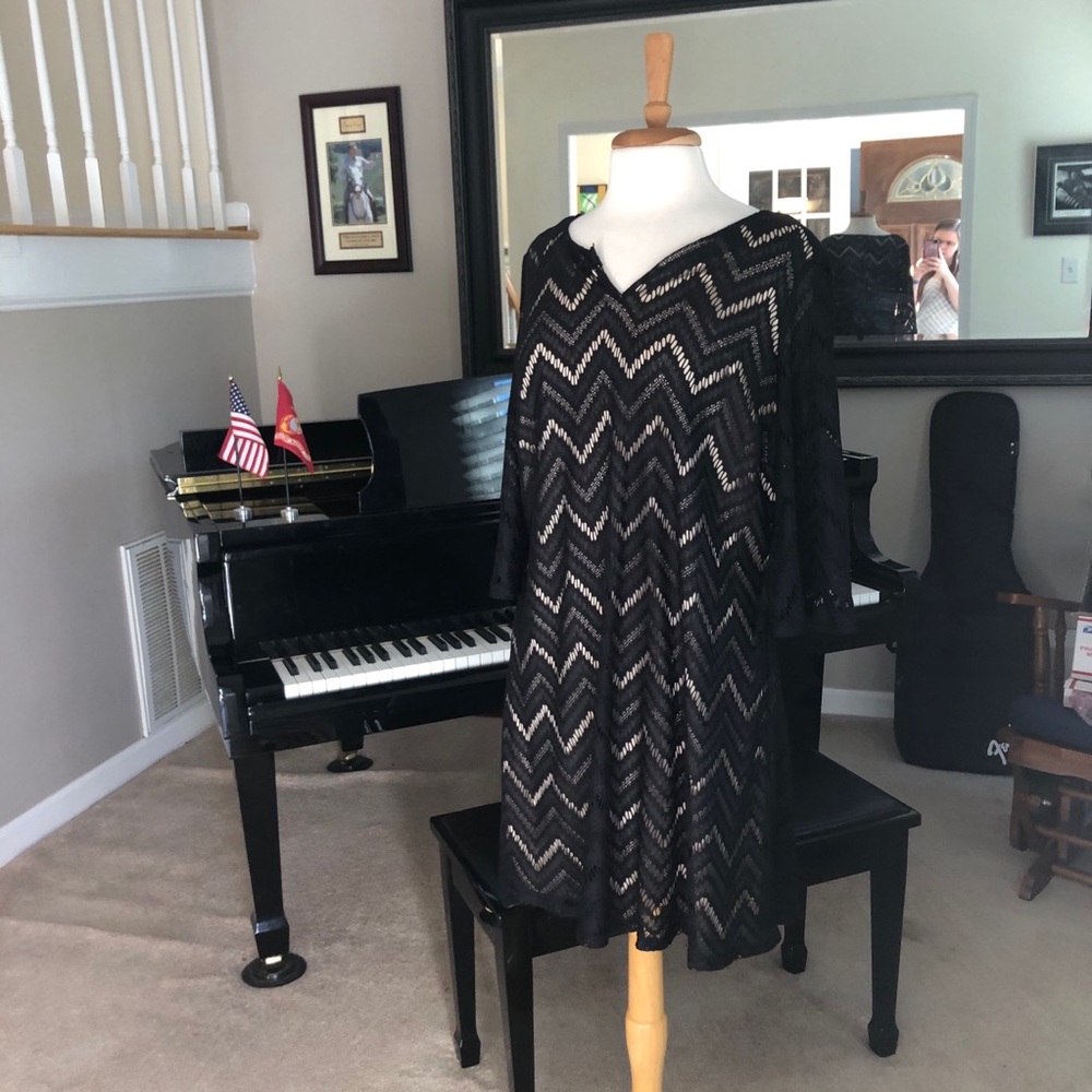 Speechless Black Chevron Dress 1x